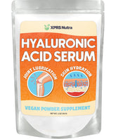 XPRS Nutra Hyaluronic Acid Powder bottle for at-home skincare hydration.