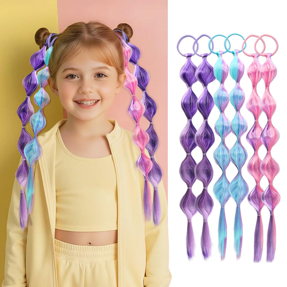 XRACEPHOL colorful braided extensions in pink purple blue yellow for kids' party looks