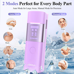 Xsoul Laser Hair Removal offers 999,999 flashes for long-term home use.