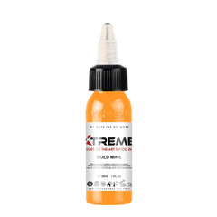 XTREME Tattoo Ink Gold Mine 4 oz bottle highlights vibrant, precise color for detailed work.