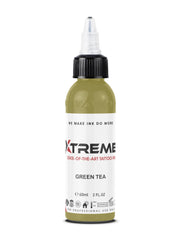 XTREME tattoo ink Green Tea bottle showcases vibrant hue for precise linework