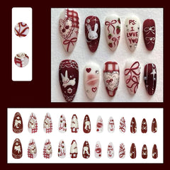 XUNCUNFAN french-tip press-on nails with 3D rhinestones for events