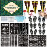 XWGLFT stencil kit with 20 sheets and 191 designs for versatile body art ideas.