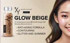 XY Professional BB Glow glass-skin look demonstrates a smooth, dewy finish.