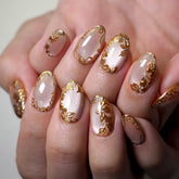 XZMeiLun Gold Leaf Press-On Nails for instant luxury and easy application.