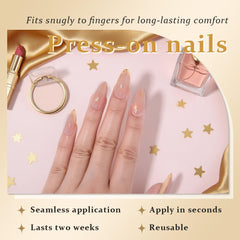 XZMeiLun almond short press-on nails offer lightweight, reusable style