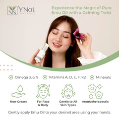 Y Not Natural Emu Oil on clean skin for gentle facial hydration.