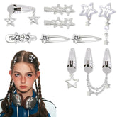 The 10PCS Star Hair Clips Set front view shows eight shapes for versatile styling.