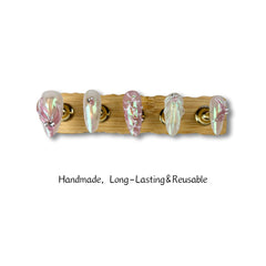 Yabonica cat-eye thick acrylic nails with multi-layer gel finish