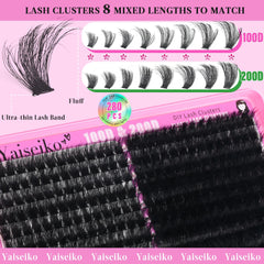 Yaiseiko dramatic 12-25mm lash clusters deliver a bold, layered effect.