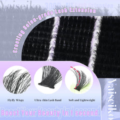 Yaiseiko Lash Clusters forty-percent lighter fibers deliver comfortable all-day wear.