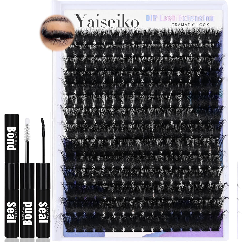Yaiseiko lash clusters kit 12-25mm mixed lengths for at-home extensions.