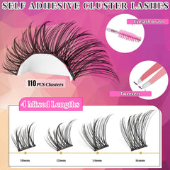 Yaiseiko 110-piece pre-glued lash clusters for quick, reusable styling
