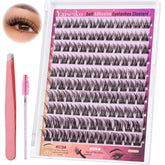 Yaiseiko self-adhesive eyelashes kit with wispy clusters for natural 10-16mm lashes
