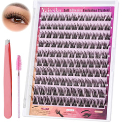 Yaiseiko self-adhesive eyelashes kit with wispy clusters for natural 10-16mm lashes