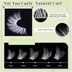 Yaiseiko white lash clusters wispy 14mm fuller look for day to night