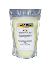 Yajna Organic Cocoa Butter bottle pour reveals pale ivory butter for clean DIY skincare.
