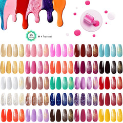 YALSYNY matte, glossy, glitter, and golden top coats create varied effects.