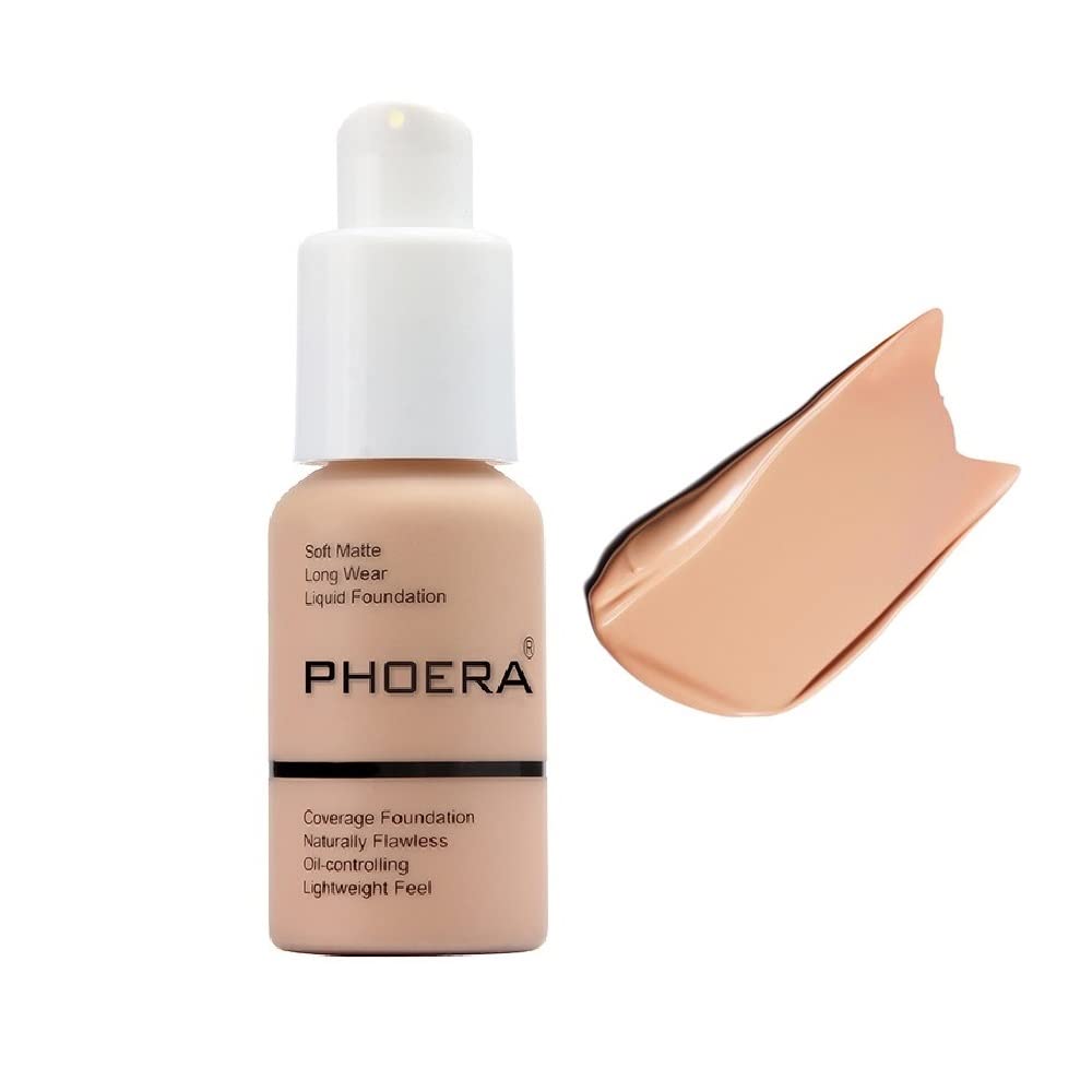 Yaper PHOERA foundation bottle close-up showing soft matte oil-control finish.