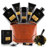 Yard House Sandalwood Amber bath set packaging invites premium home spa rituals.