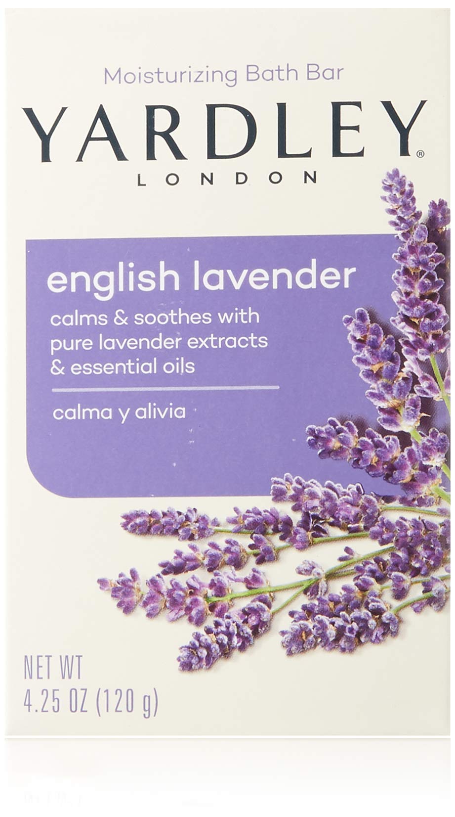 Yardley London English Lavender moisturizing bar, front view, smooth texture for daily skin hydration