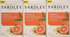 Yardley London Vitamin C bath bar turmeric-orange-pour delivers brightening, refreshing cleanse.