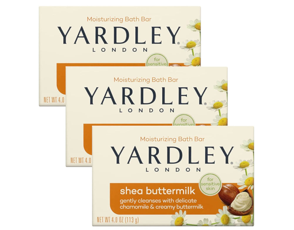 Yardley Shea Buttermilk Bath Bar pack ready for daily nourishing cleansing.