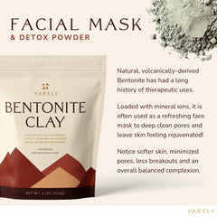YARELI Bentonite clay deep pore cleansing close-up suggests clearer skin potential.