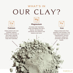 YARELI Bentonite clay face mask application demonstrates a smooth paste for cleansing.