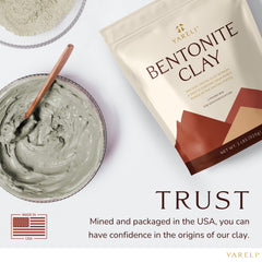 YARELI Bentonite clay mineral-rich powder highlights calcium, magnesium, and iron content.