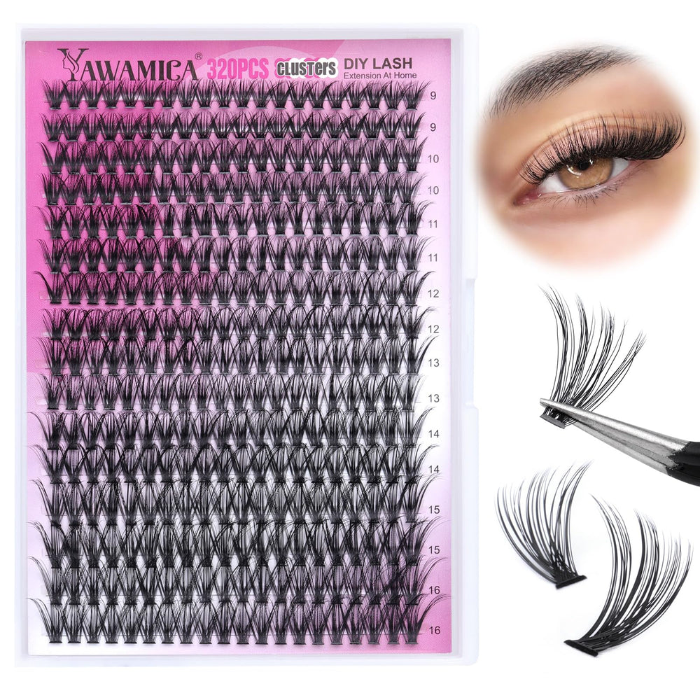 Yawamica 320pcs lash clusters collection for versatile DIY lash looks.