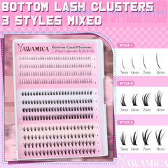 Yawamica bottom lash clusters natural dense style for fuller lower lashes