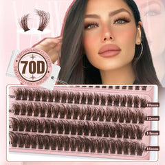 Yawamica brown lash clusters 70D close-up for dramatic wispy fullness