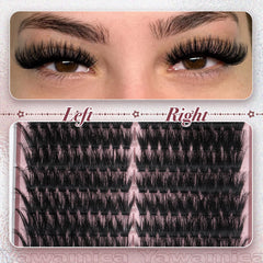 Yawamica fluffier lash clusters for right eye delivering balanced cat-eye definition
