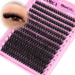 Yawamica fluffy lash clusters 10-14mm closeup for natural daytime volume.