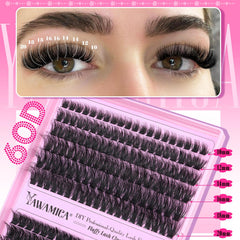 Yawamica fluffy lash clusters creating natural-looking length and volume