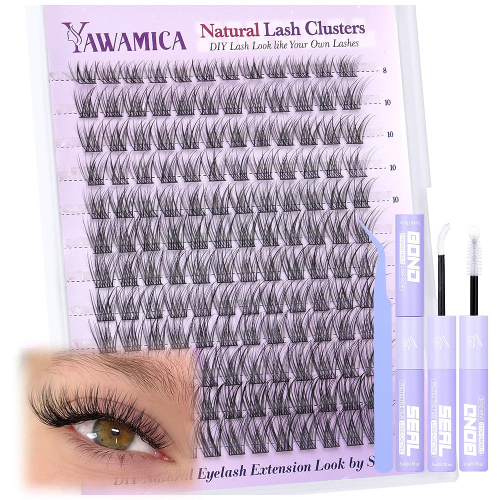 Yawamica lash clusters kit 8-14mm close up for natural looking extensions