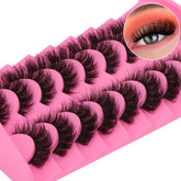 Yawamica mink lashes fluffy wispy 15mm cat-eye look enhances natural eye shape.