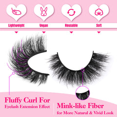 Yawamica lashes handcrafted mink-like fibers blend with natural lashes.