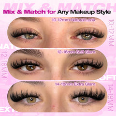 Yawamica mixed lengths 10–18mm for DIY lash mapping at home.