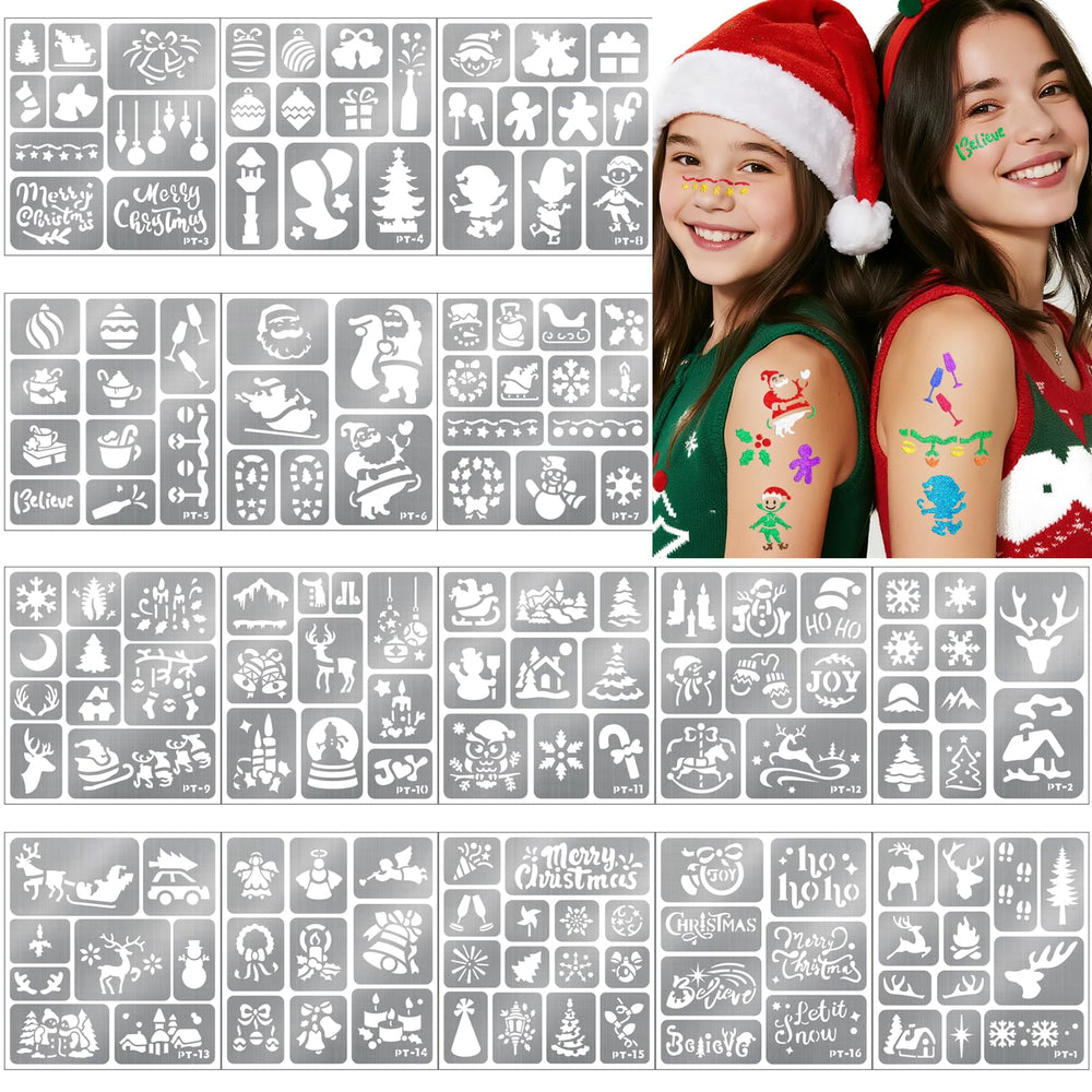 Yazhiji Christmas stencil with tree and Santa for festive body art