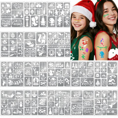 Yazhiji Christmas stencil with tree and Santa for festive body art