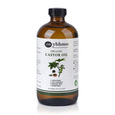 YBHMO castor oil in amber glass bottle for pure, hexane-free packaging