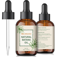 YBW Batana Oil close-up with droplets illustrating pure formula.
