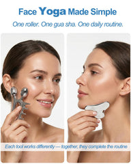Yeamon face roller with 45-degree metal balls for lifting massage