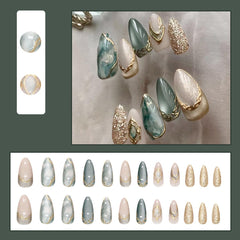 YEFIUO marble texture design accent nails for a sophisticated look