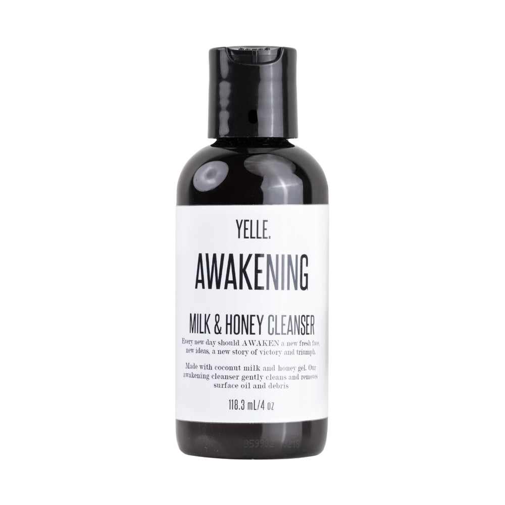 Yelle Awakening Milk and Honey Cleanser bottle for gentle daily cleansing that preserves moisture.