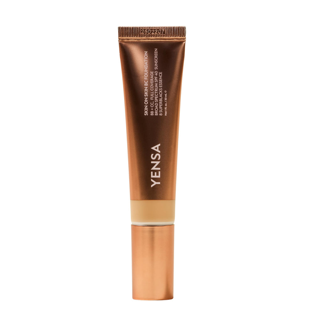 YENSA Skin on Skin BC Foundation bottle with pump for easy, quick coverage
