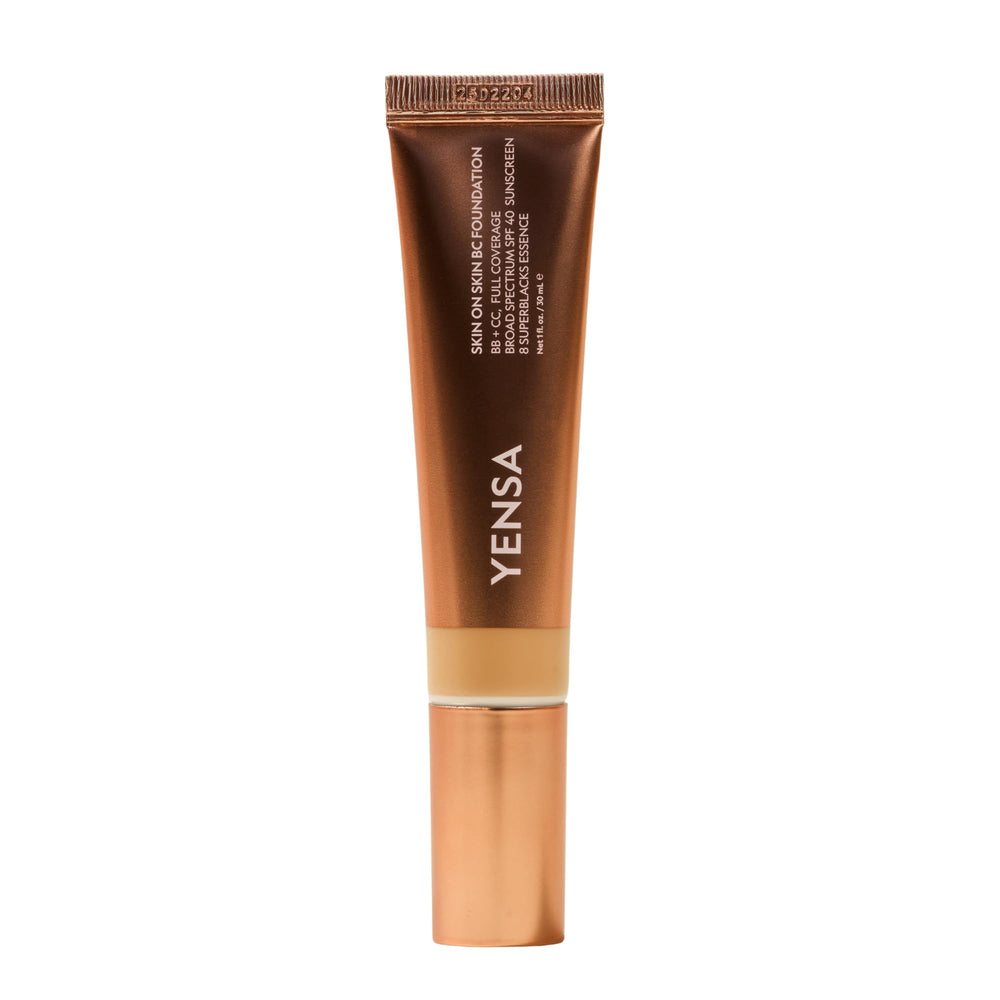 YENSA Skin on Skin BC Foundation tube front view showing full-coverage formula.