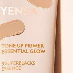 YENSA Tone Up primer closeup highlights seamless blend for a natural glow.